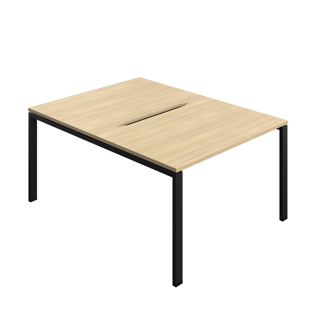 Synergy Bench With Cut Out: 2 Person (Fsc) | Goal Post Leg | 1200 X 800 | Nova Oak/Black