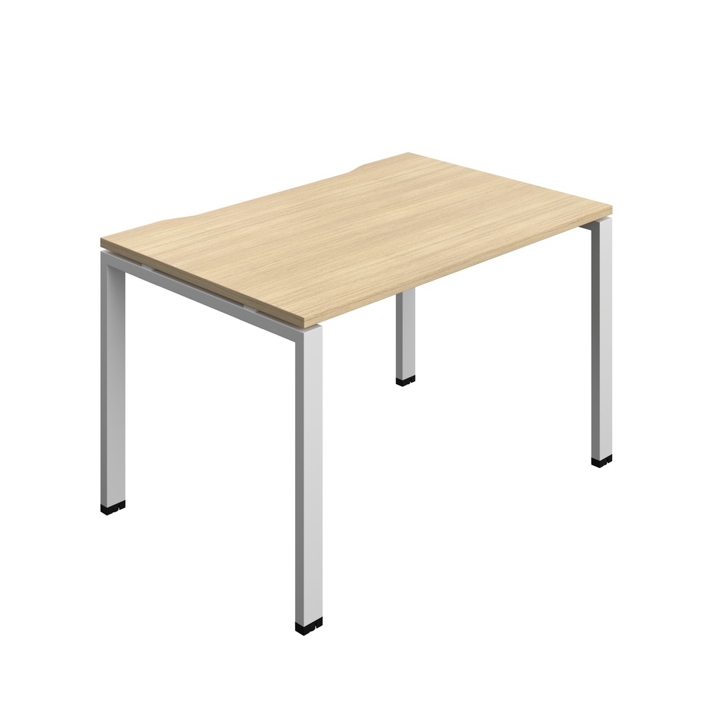 Synergy|1P Bench Desk|Cut Out|Goal Post|1200X800|Nova Oak-Silver