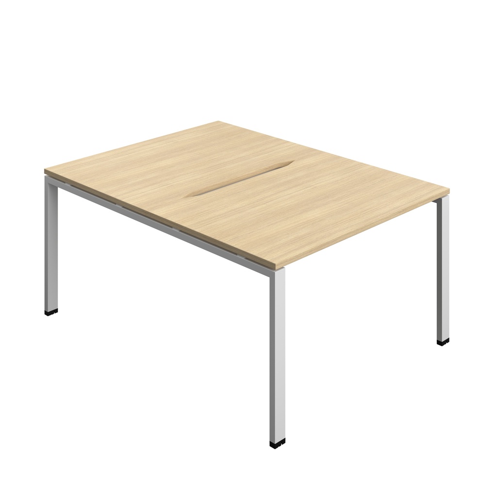 Synergy Bench With Cut Out: 2 Person (Fsc) | Goal Post Leg | 1200 X 800 | Nova Oak/Silver