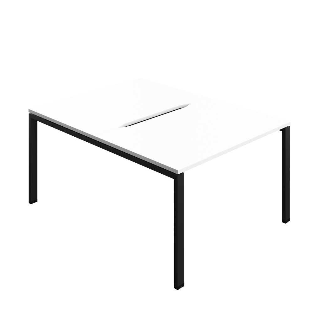 Synergy Bench With Cut Out: 2 Person (Fsc) | Goal Post Leg | 1200 X 800 | White/Black