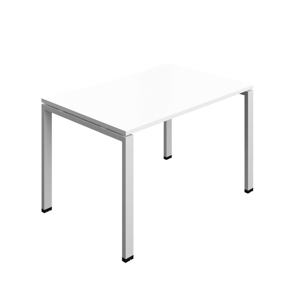 Synergy Bench With Cut Out: 1 Person (Fsc) | Goal Post Leg | 1200 X 800 | White/Silver