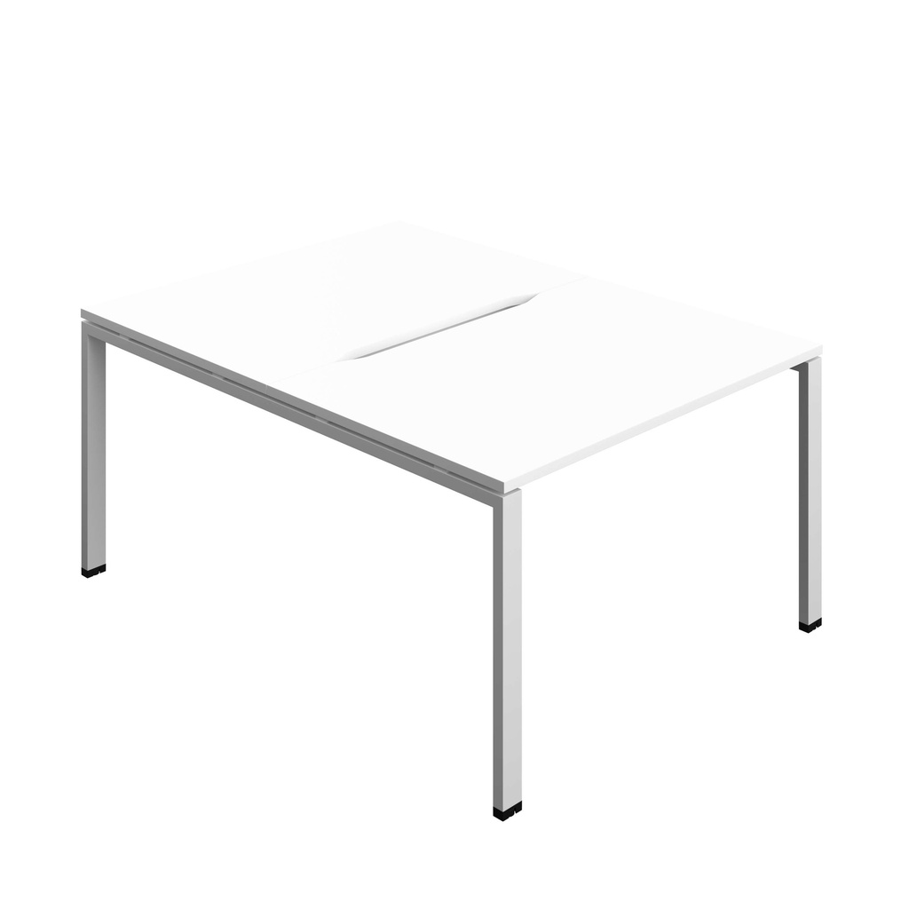 Synergy Bench With Cut Out: 2 Person (Fsc) | Goal Post Leg | 1200 X 800 | White/Silver