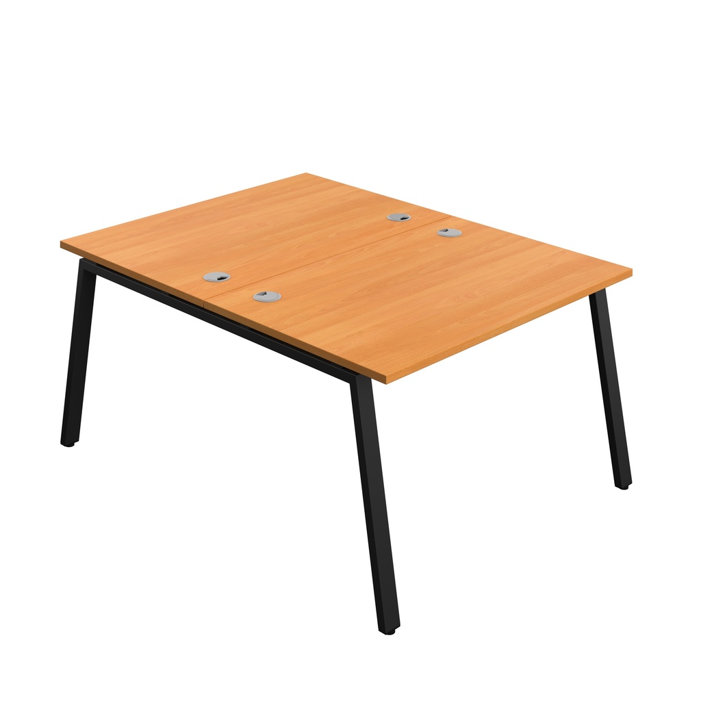 Synergy|2P Bench Desk|Cable Ports|A-Frame|1400X600|Beech-Black