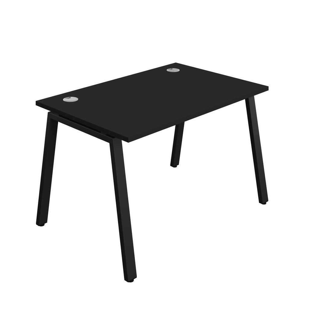 Synergy|1P Bench Desk|Cable Ports|A-Frame|1400X600|Black-Black
