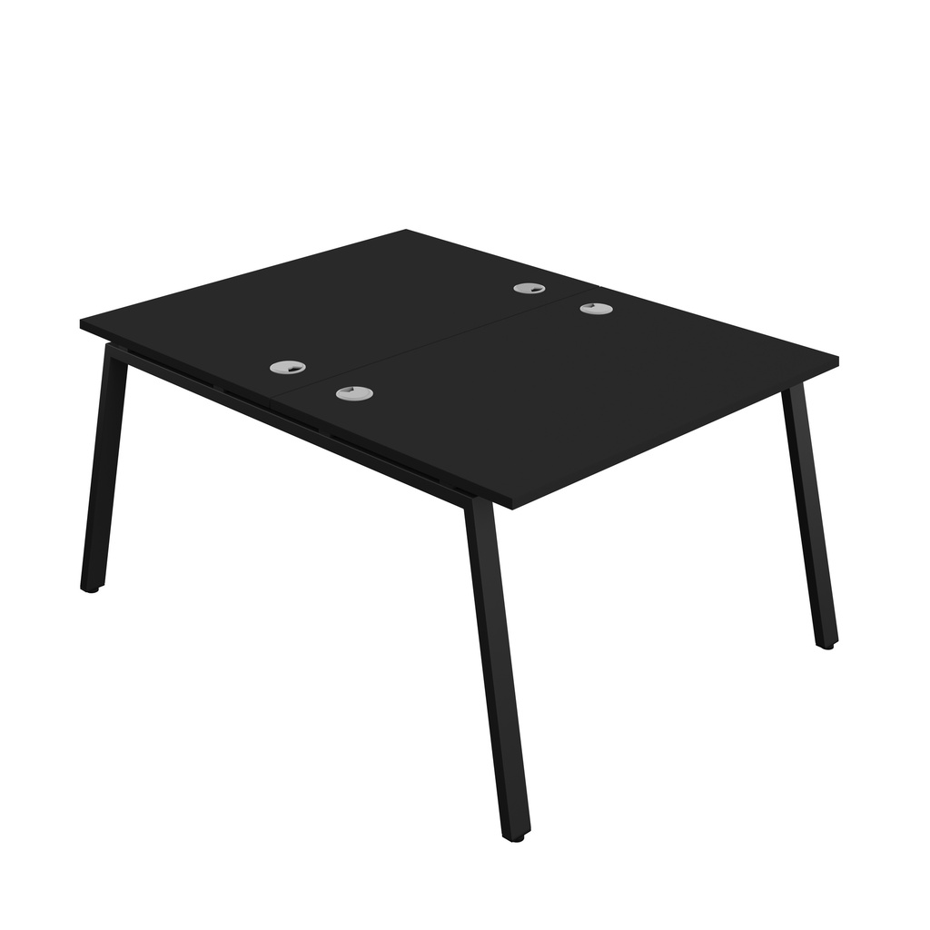 Synergy|2P Bench Desk|Cable Ports|A-Frame|1200X800|Black-Black