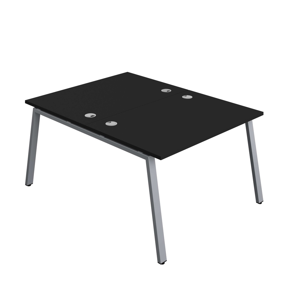 Synergy Bench With Cable Ports: 2 Person (Fsc) | A-Frame Leg | 1200 X 800 | Black/Silver