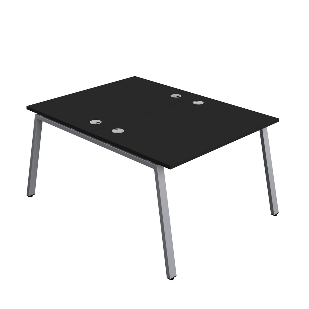 Synergy|2P Bench Desk|Cable Ports|A-Frame|1200X800|Black-Silver