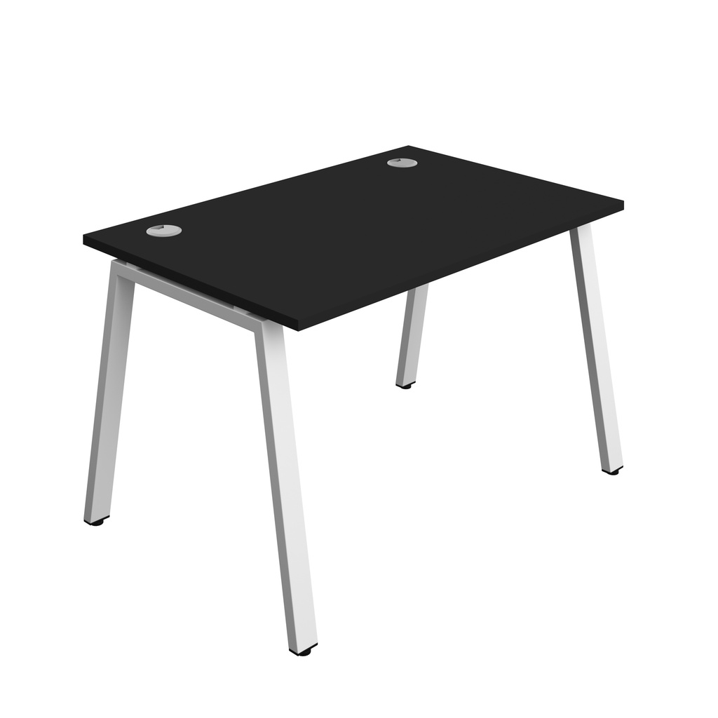 Synergy|1P Bench Desk|Cable Ports|A-Frame|1400X600|Black-White