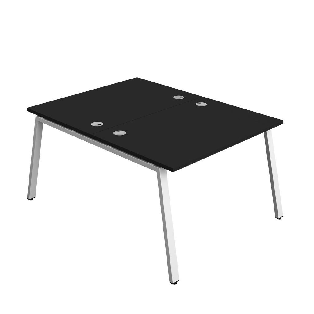 Synergy|2P Bench Desk|Cable Ports|A-Frame|1200X800|Black-White