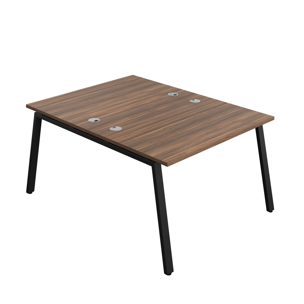 Synergy Bench With Cable Ports: 2 Person (Fsc) | A-Frame Leg | 1200 X 800 | Dark Walnut/Black