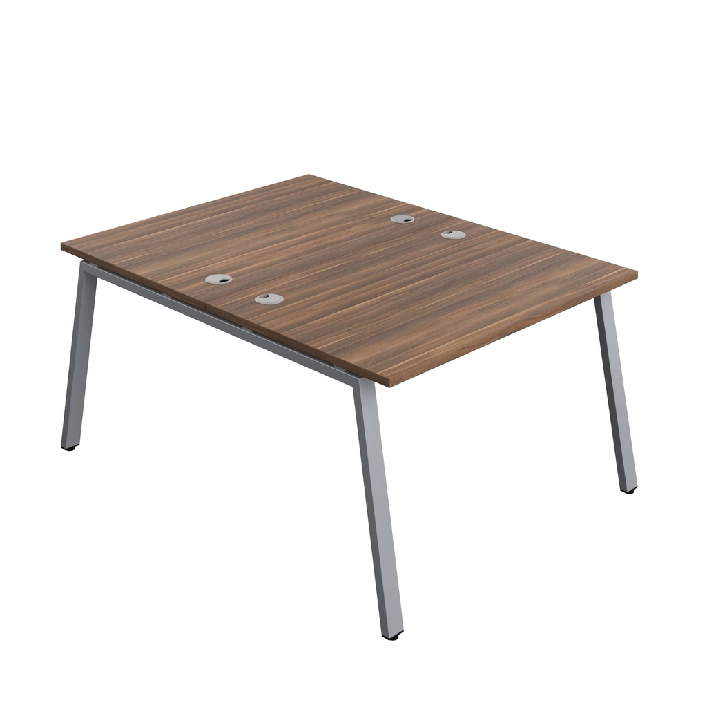 Synergy Bench With Cable Ports: 2 Person (Fsc) | A-Frame Leg | 1200 X 800 | Dark Walnut/Silver