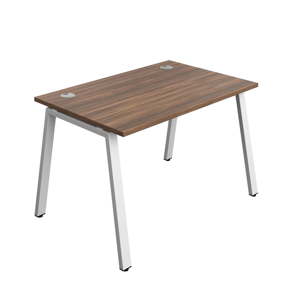 Synergy Bench With Cable Ports: 1 Person (Fsc) | A-Frame Leg | 1200 X 800 | Dark Walnut/White