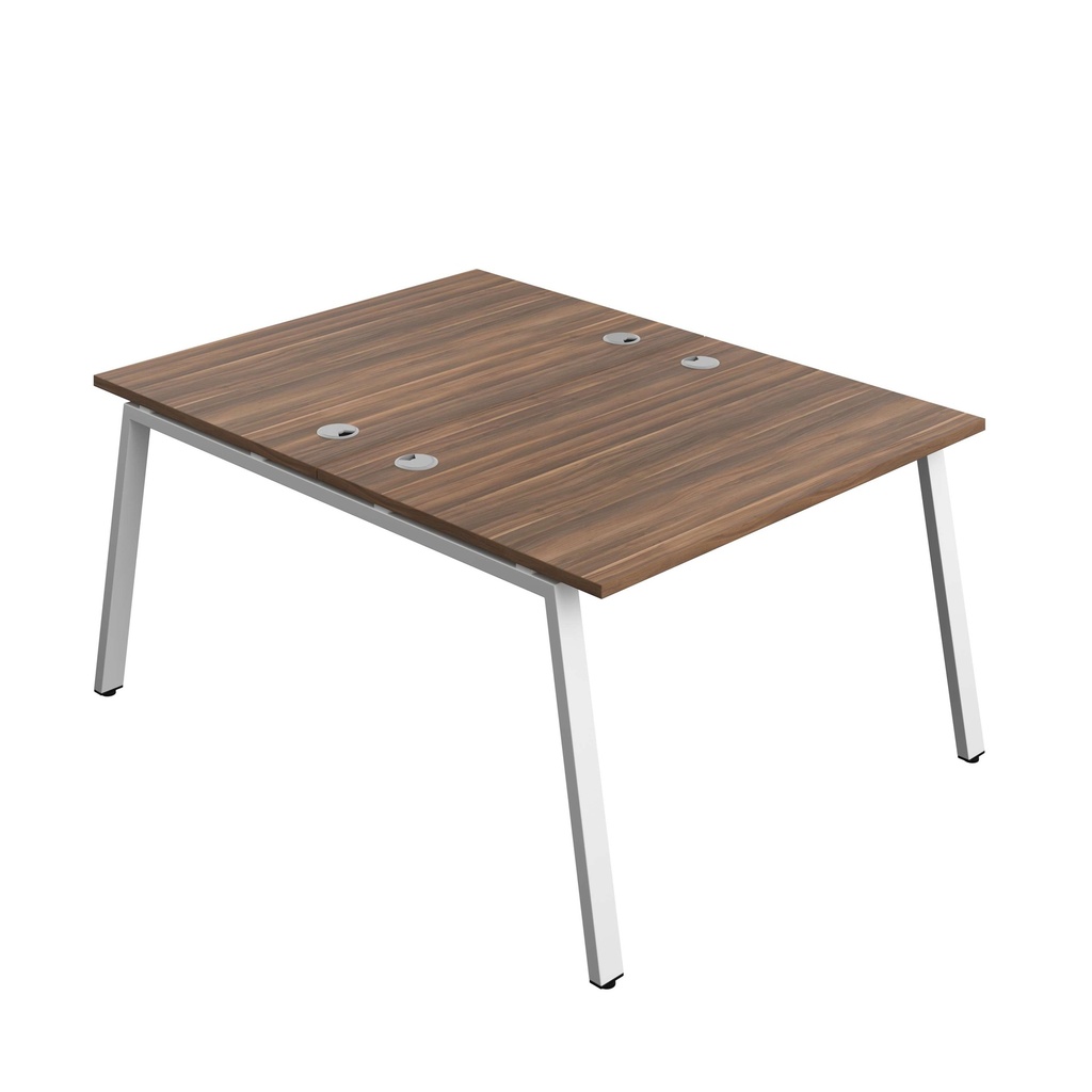 Synergy Bench With Cable Ports: 2 Person (Fsc) | A-Frame Leg | 1200 X 800 | Dark Walnut/White
