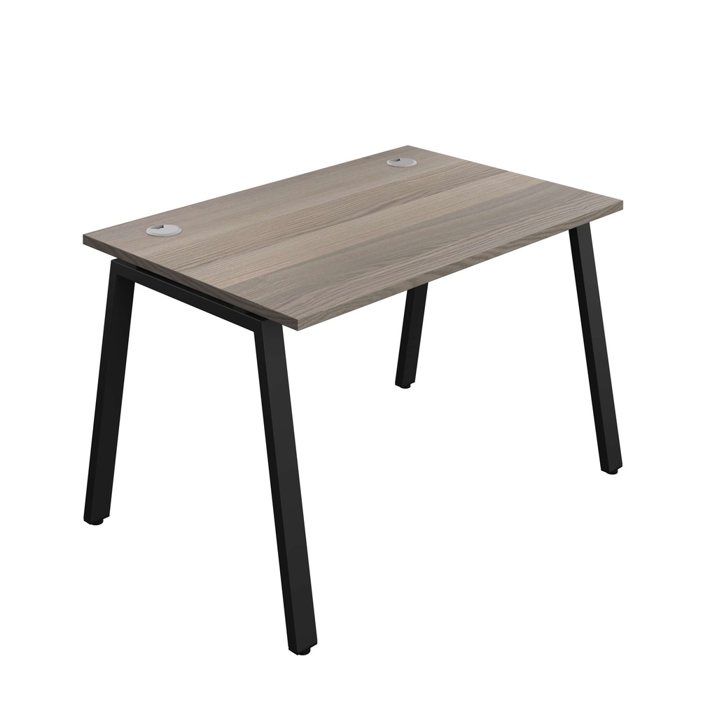 Synergy Bench With Cable Ports: 1 Person (Fsc) | A-Frame Leg | 1200 X 800 | Grey Oak/Black