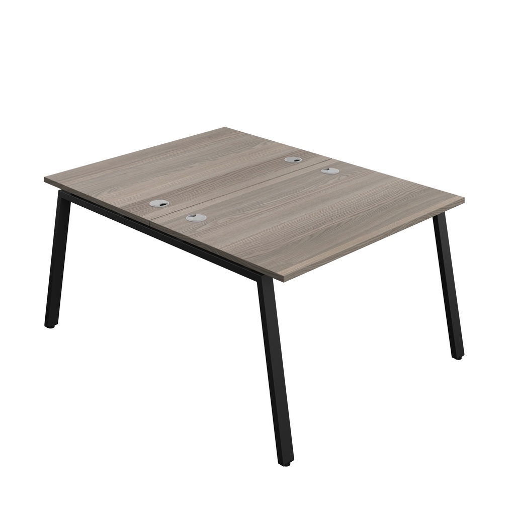 Synergy Bench With Cable Ports: 2 Person (Fsc) | A-Frame Leg | 1200 X 800 | Grey Oak/Black