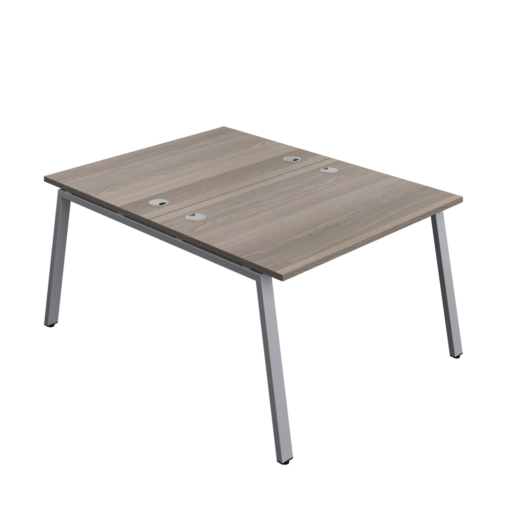 Synergy|2P Bench Desk|Cable Ports|A-Frame|1200X800|Grey Oak-Silver
