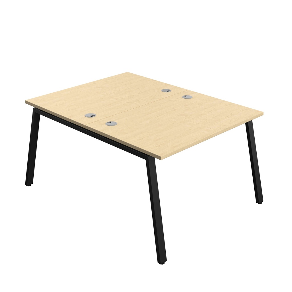 Synergy Bench With Cable Ports: 2 Person (Fsc) | A-Frame Leg | 1200 X 800 | Maple/Black