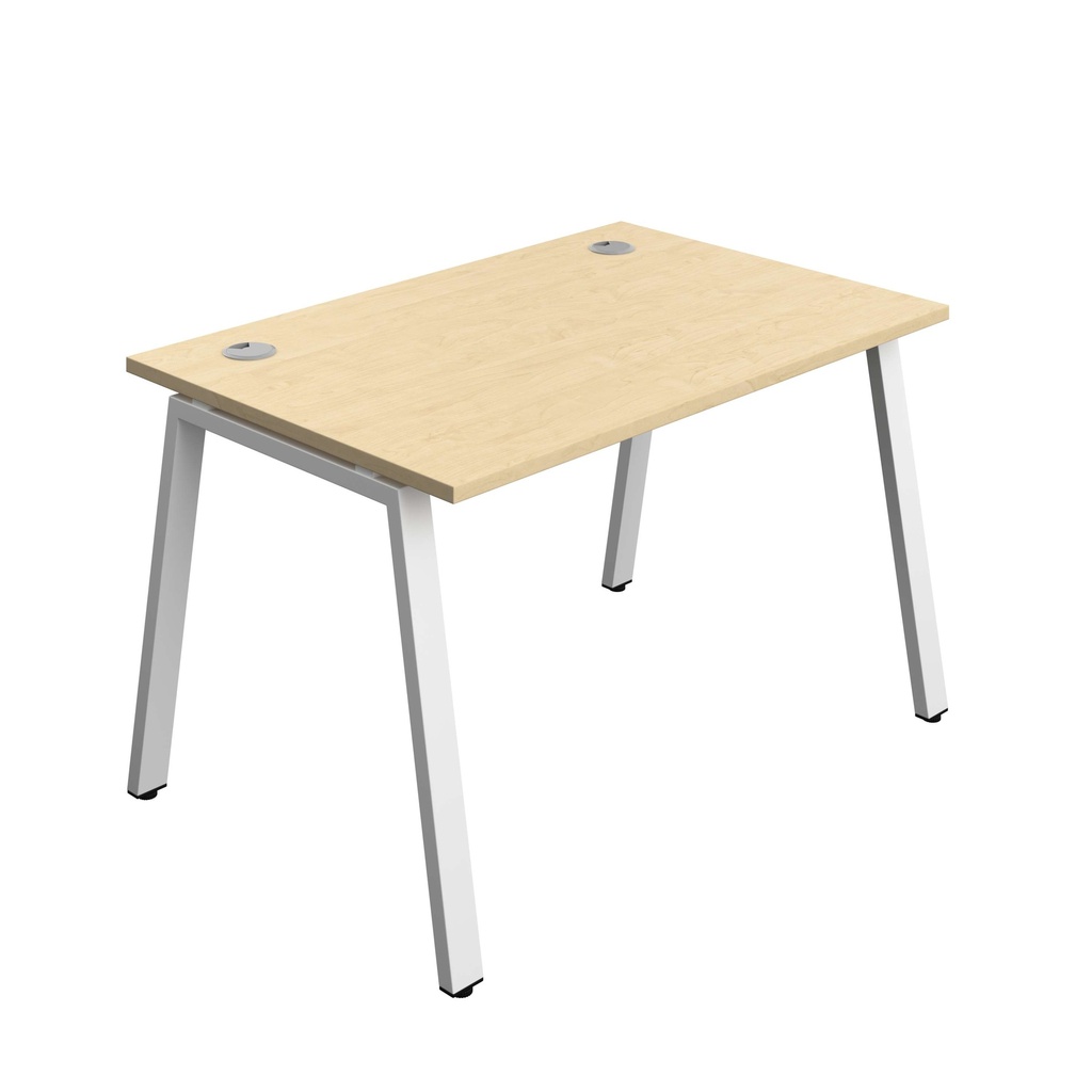 Synergy Bench With Cable Ports: 1 Person (Fsc) | A-Frame Leg | 1200 X 800 | Maple/White