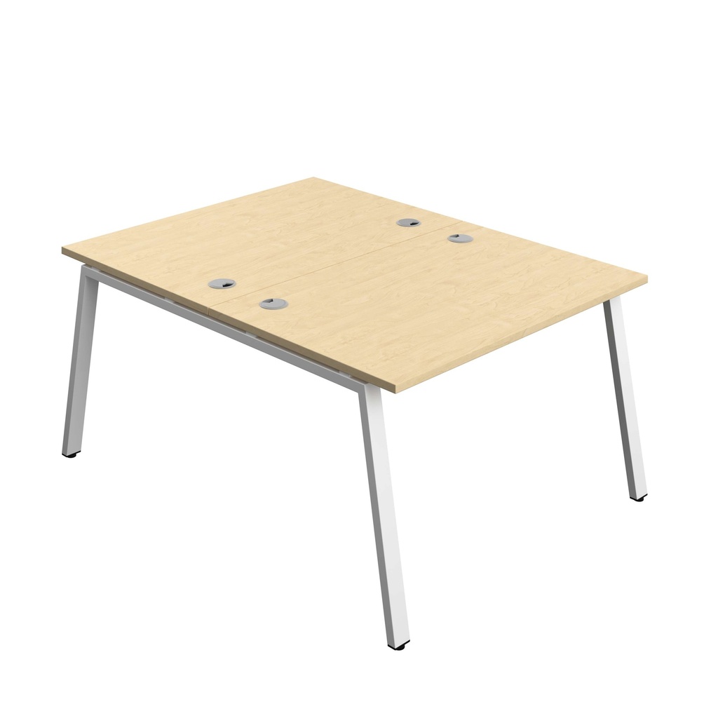 Synergy Bench With Cable Ports: 2 Person (Fsc) | A-Frame Leg | 1200 X 800 | Maple/White