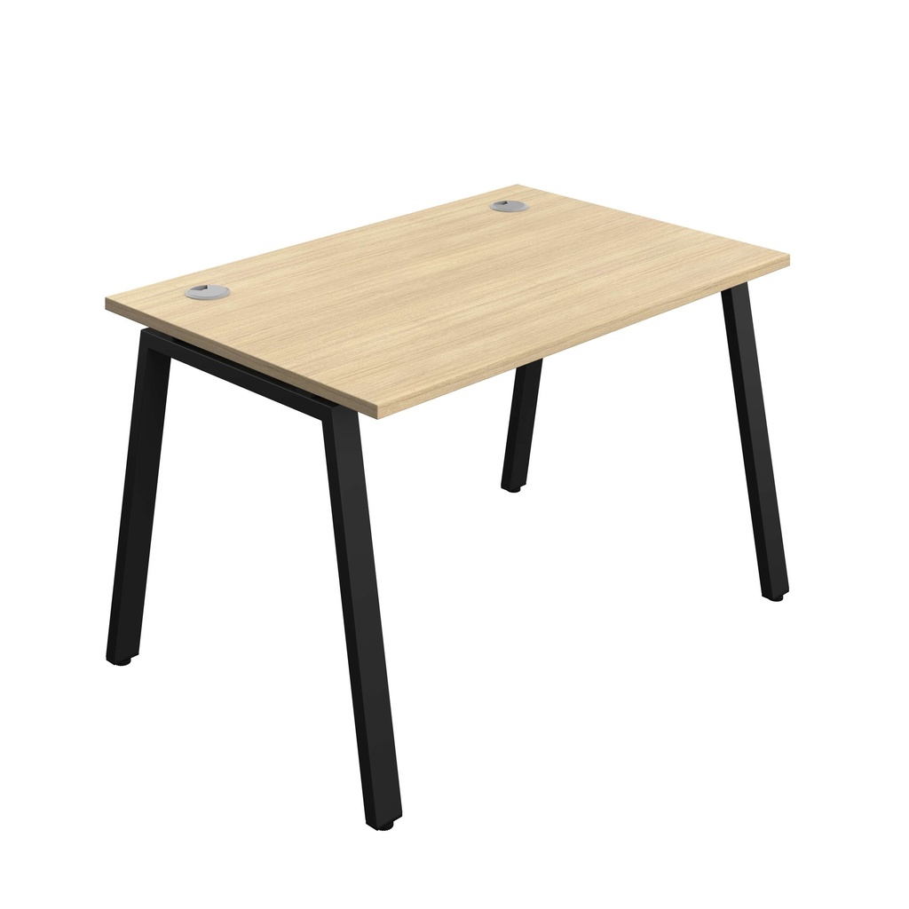 Synergy Bench With Cable Ports: 1 Person (Fsc) | A-Frame Leg | 1200 X 800 | Nova Oak/Black