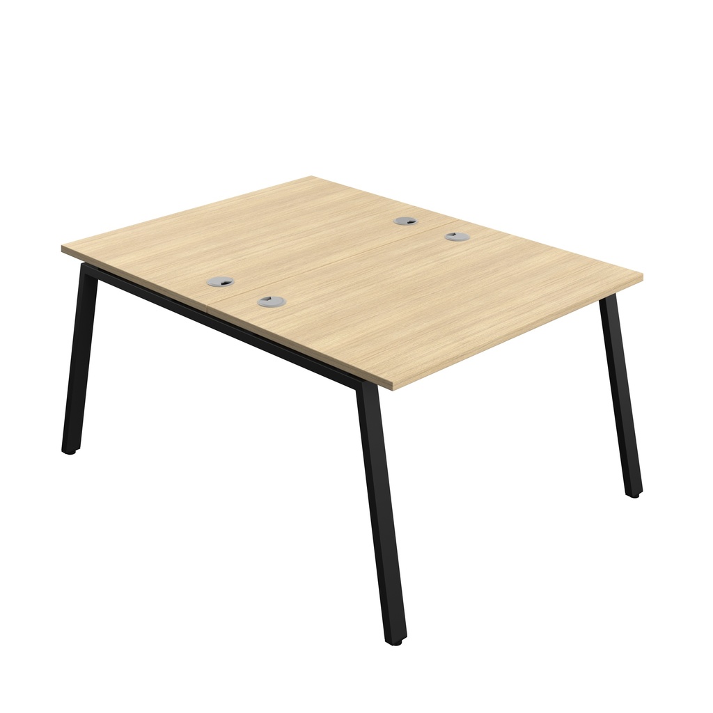 Synergy|2P Bench Desk|Cable Ports|A-Frame|1200X800|Nova Oak-Black