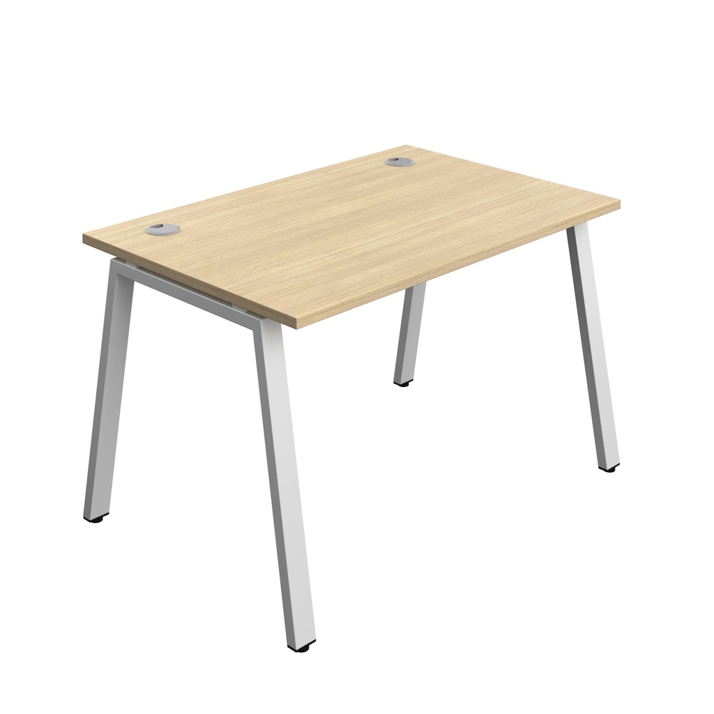 Synergy Bench With Cable Ports: 1 Person (Fsc) | A-Frame Leg | 1200 X 800 | Nova Oak/Silver