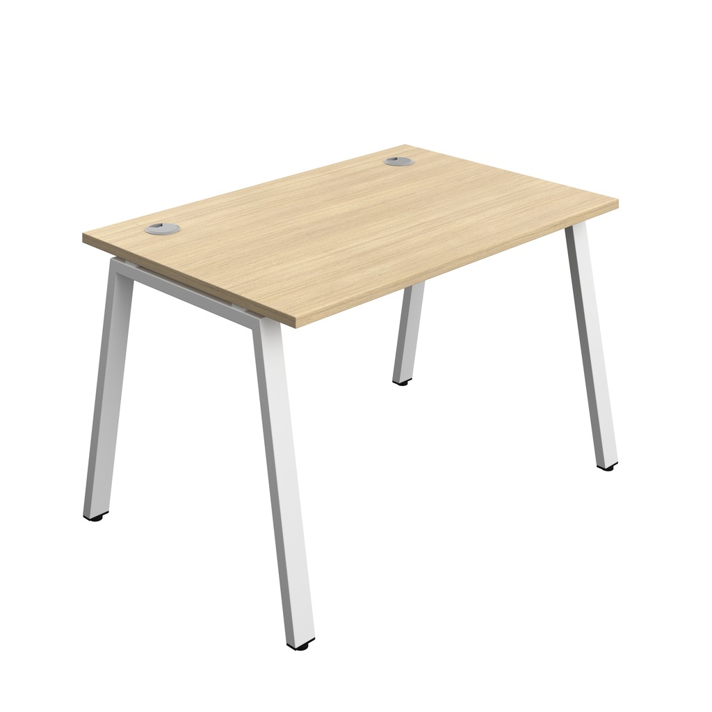 Synergy|1P Bench Desk|Cable Ports|A-Frame|1400X600|Nova Oak-White