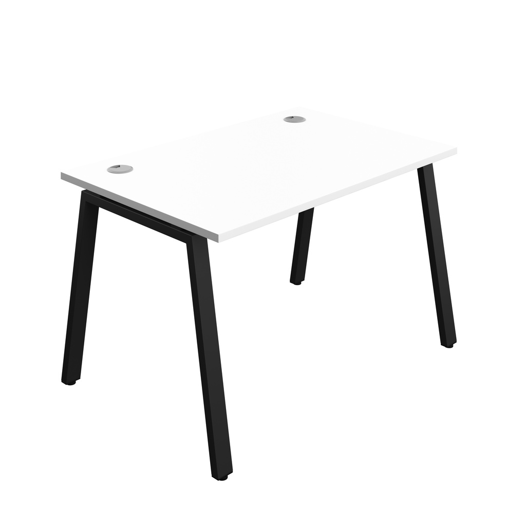 Synergy|1P Bench Desk|Cable Ports|A-Frame|1200X800|White-Black