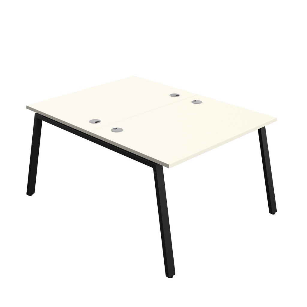 Synergy Bench With Cable Ports: 2 Person (Fsc) | A-Frame Leg | 1200 X 800 | White/Black