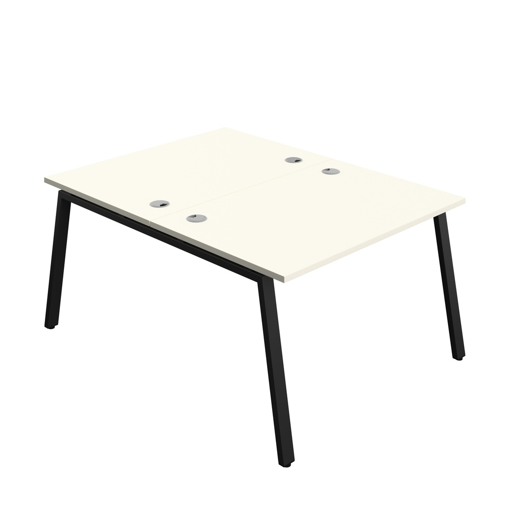 Synergy|1P Bench Desk|Cable Ports|A-Frame|1400X600|Nova Oak-White