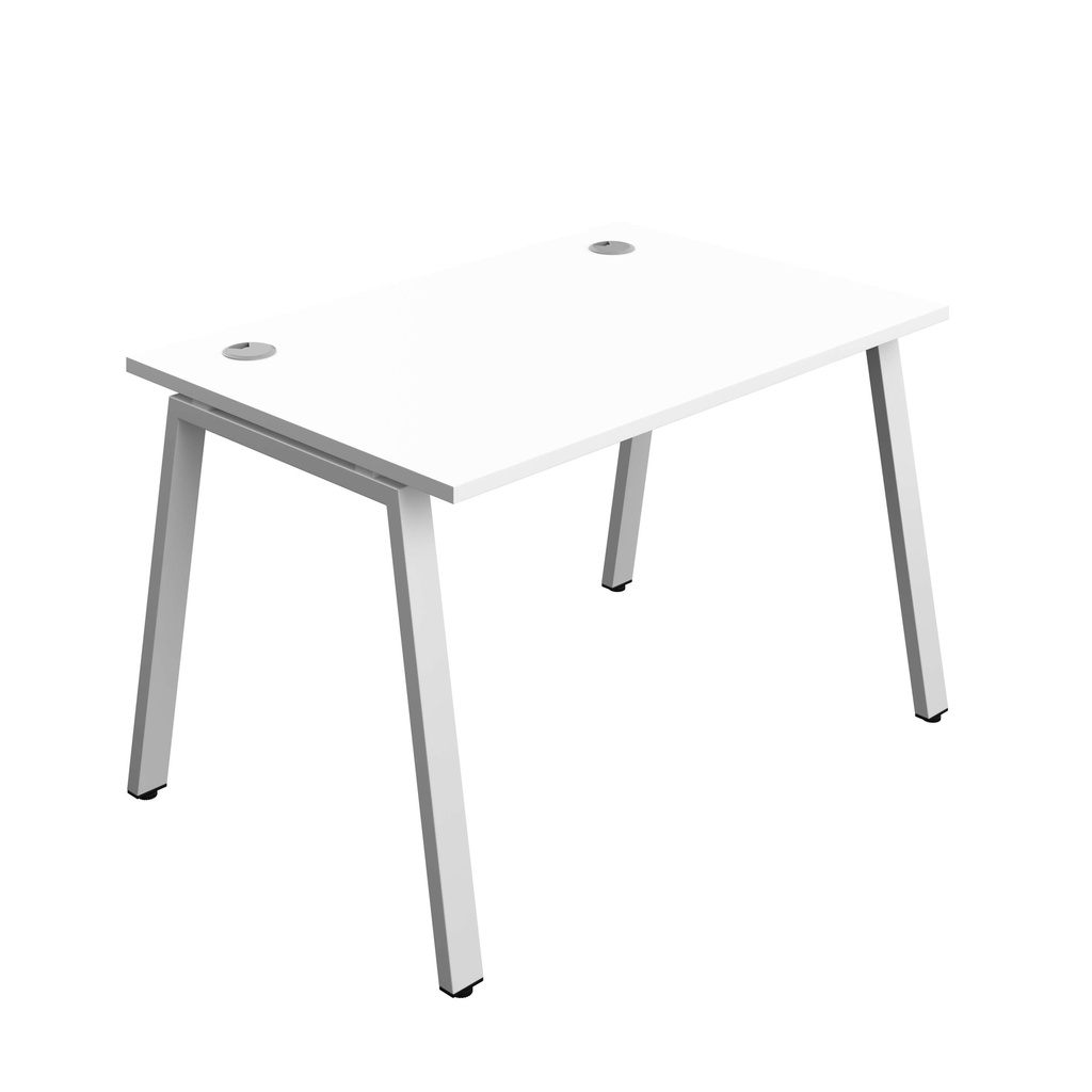 Synergy Bench With Cable Ports: 1 Person (Fsc) | A-Frame Leg | 1200 X 800 | White/Silver
