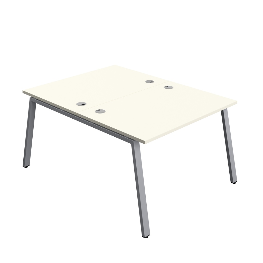 Synergy Bench With Cable Ports: 2 Person (Fsc) | A-Frame Leg | 1200 X 800 | White/Silver