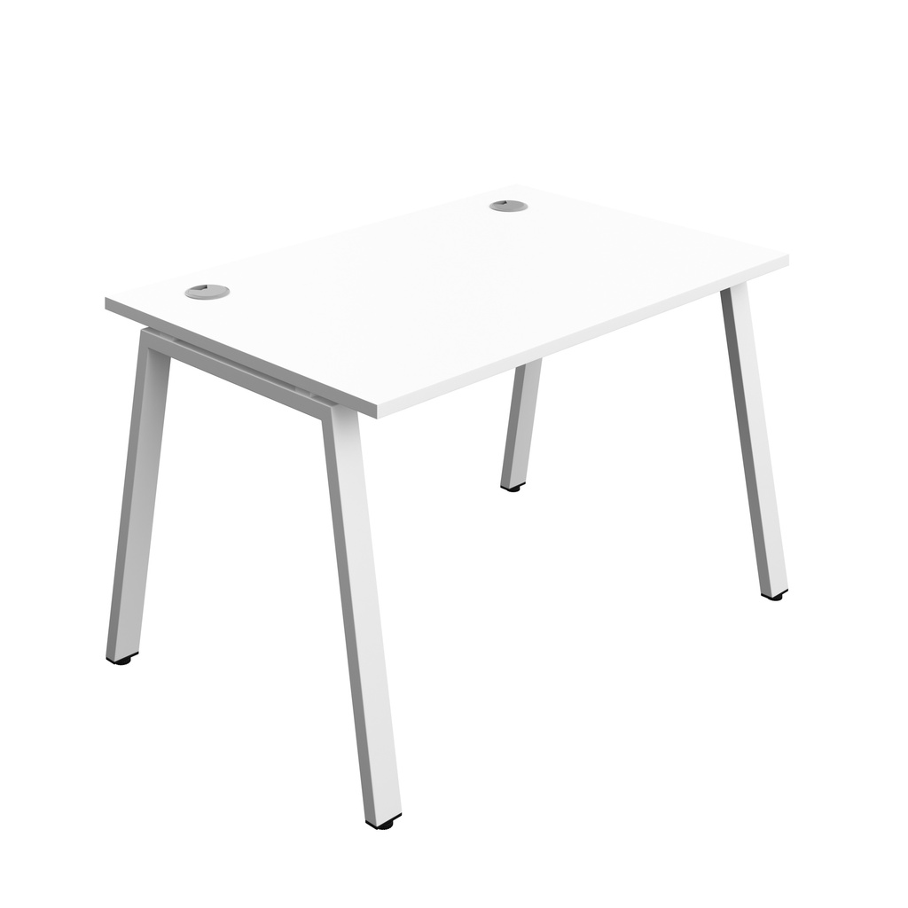 Synergy|1P Bench Desk|Cable Ports|A-Frame|1200X800|White-White