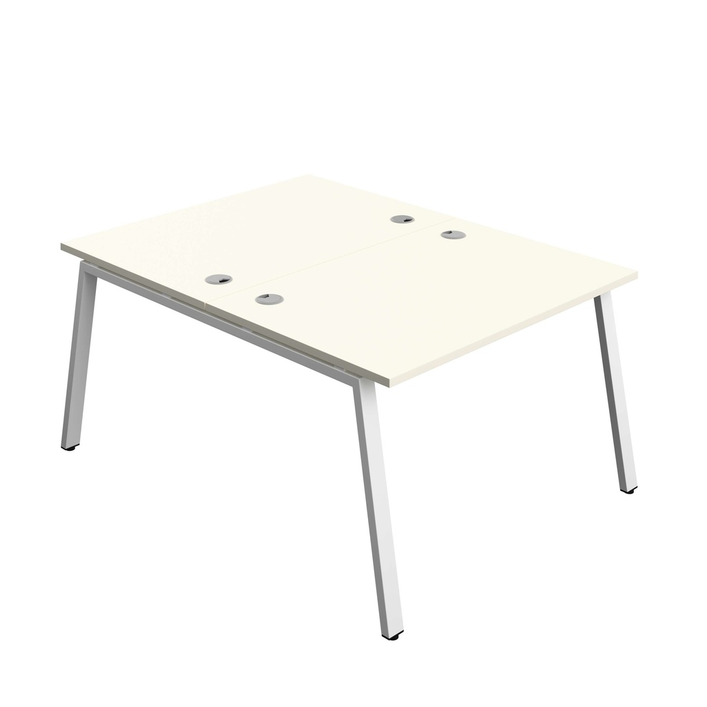 Synergy Bench With Cable Ports: 2 Person (Fsc) | A-Frame Leg | 1200 X 800 | White/White
