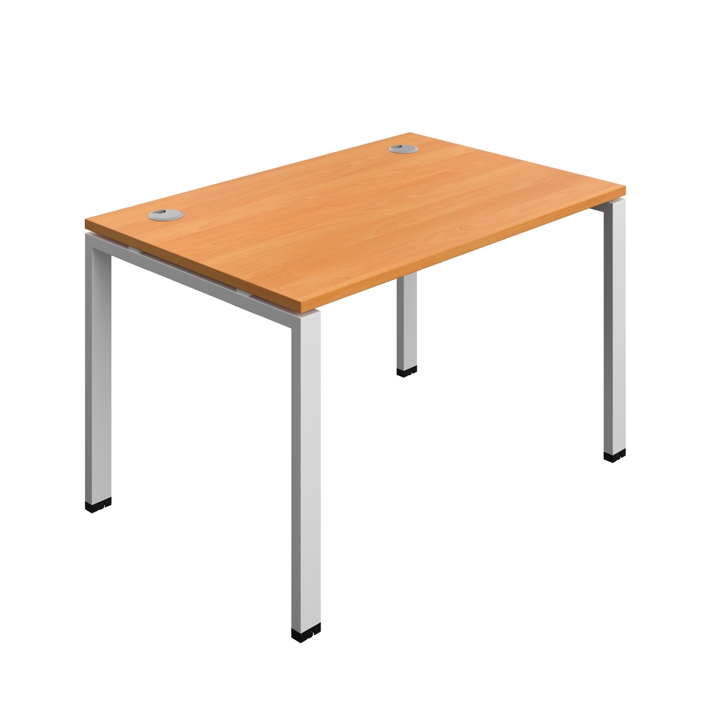 Synergy|1P Bench Desk|Cable Ports|Goal Post|1200X800|Beech-Silver