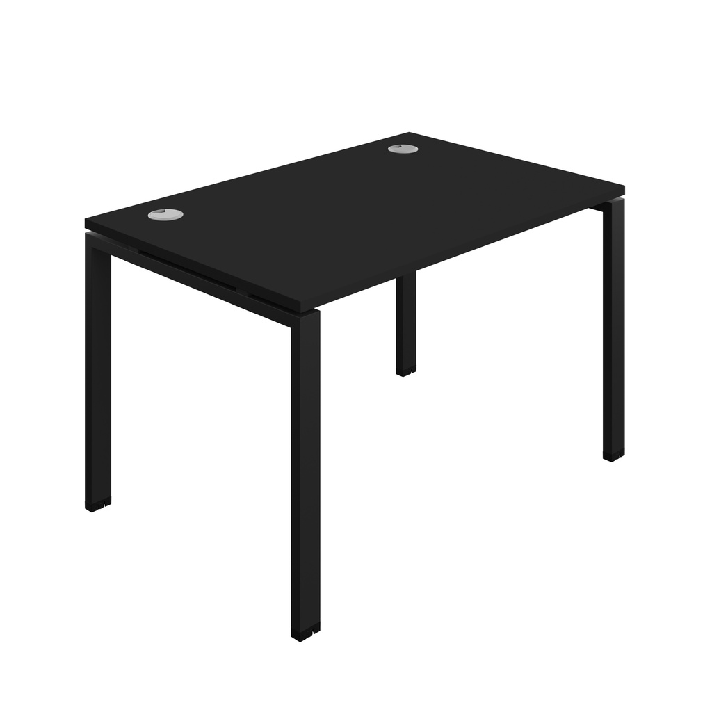 Synergy|1P Bench Desk|Cable Ports|Goal Post|1200X800|Black-Black