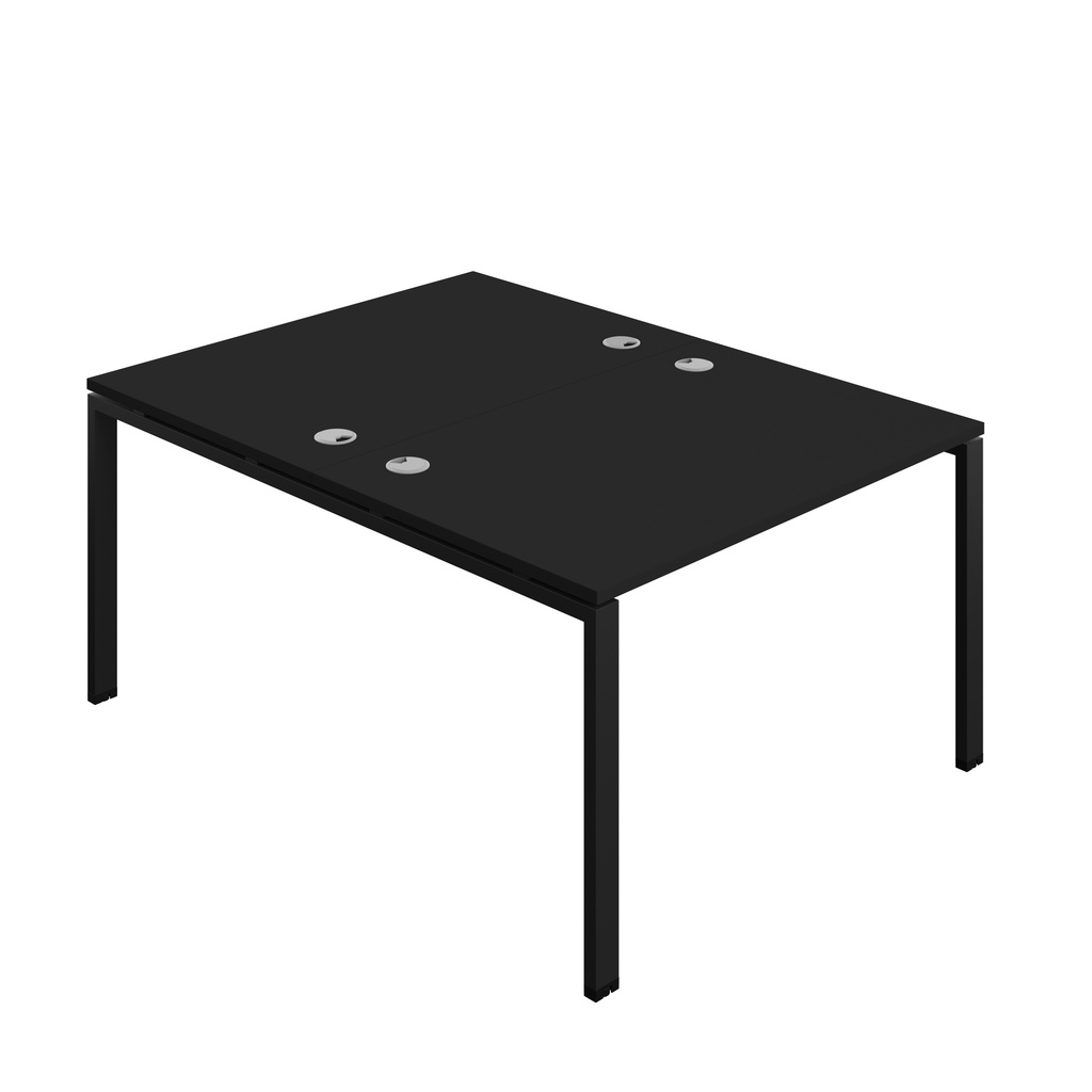 Synergy|2P Bench Desk|Cable Ports|Goal Post|1200X800|Black-Black