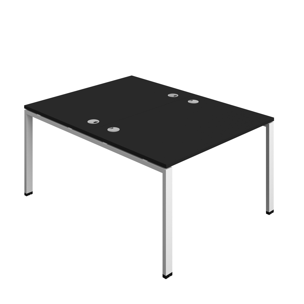 Synergy|2P Bench Desk|Cable Ports|Goal Post|1200X800|Black-White