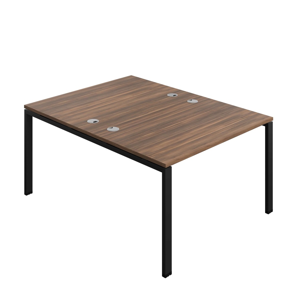 Synergy Bench With Cable Ports: 2 Person (Fsc) | Goal Post Leg | 1200 X 800 | Dark Walnut/Black