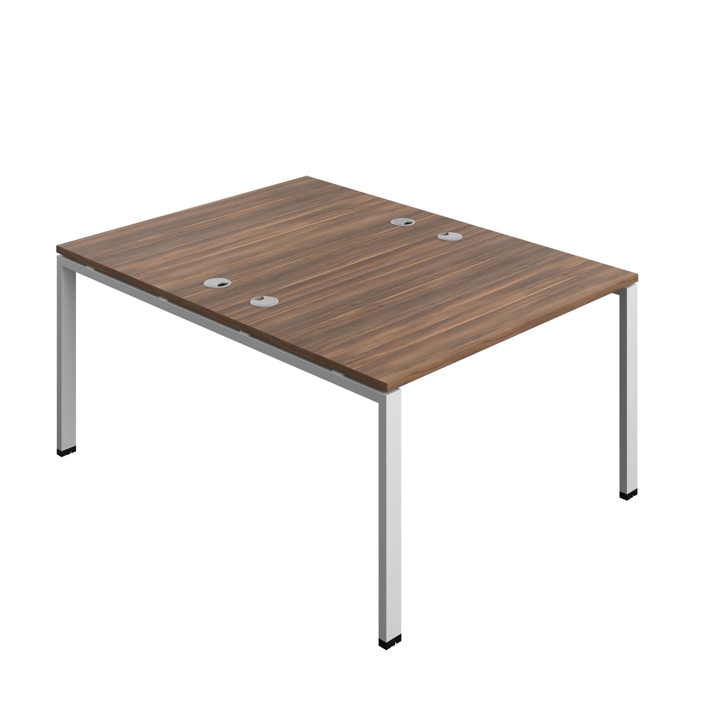 Synergy Bench With Cable Ports: 2 Person (Fsc) | Goal Post Leg | 1200 X 800 | Dark Walnut/Silver