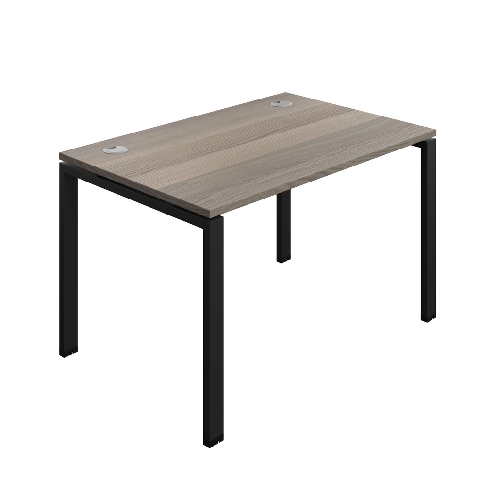 Synergy Bench With Cable Ports: 1 Person (Fsc) | Goal Post Leg | 1200 X 800 | Grey Oak/Black