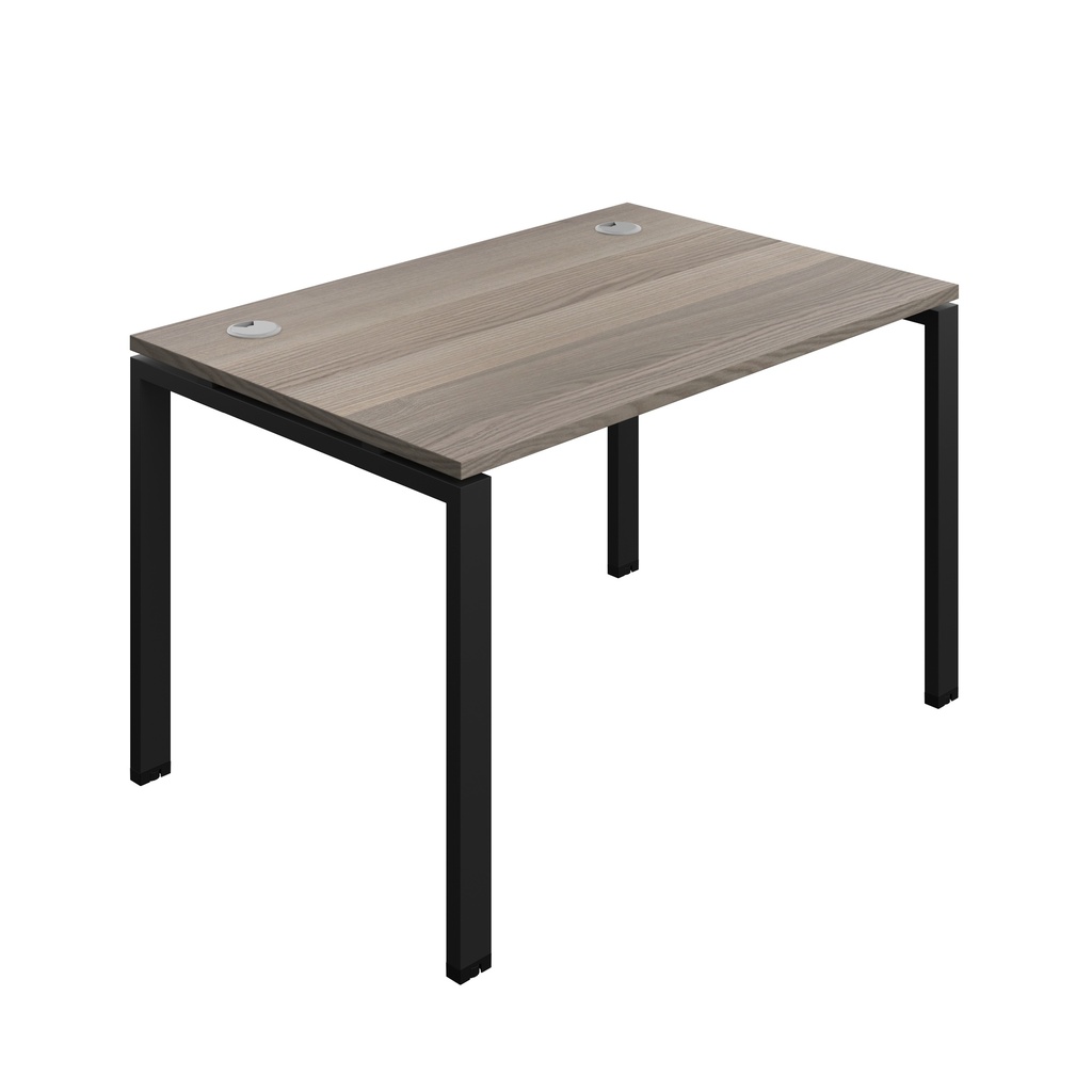 Synergy|1P Bench Desk|Cable Ports|Goal Post|1200X800|Grey Oak-Black