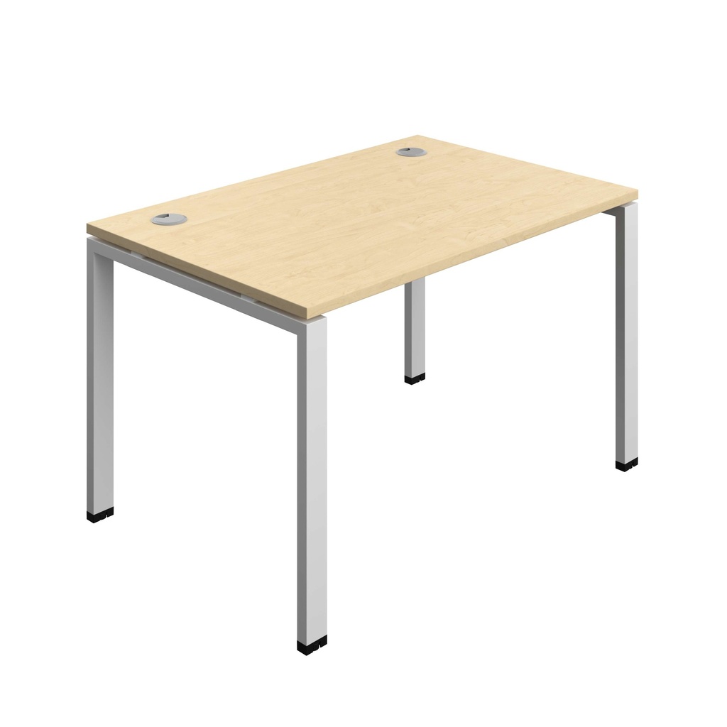 Synergy Bench With Cable Ports: 1 Person (Fsc) | Goal Post Leg | 1200 X 800 | Maple/Silver