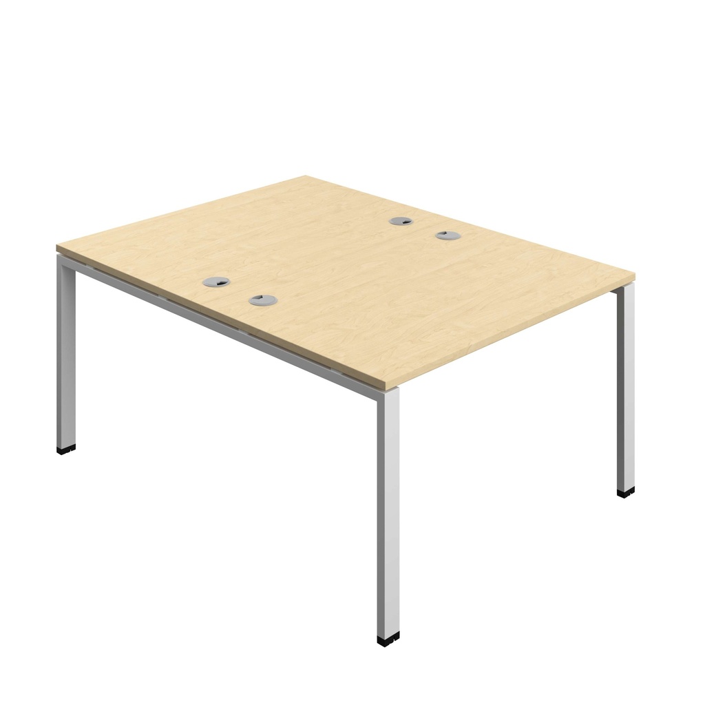 Synergy Bench With Cable Ports: 2 Person (Fsc) | Goal Post Leg | 1200 X 800 | Maple/Silver
