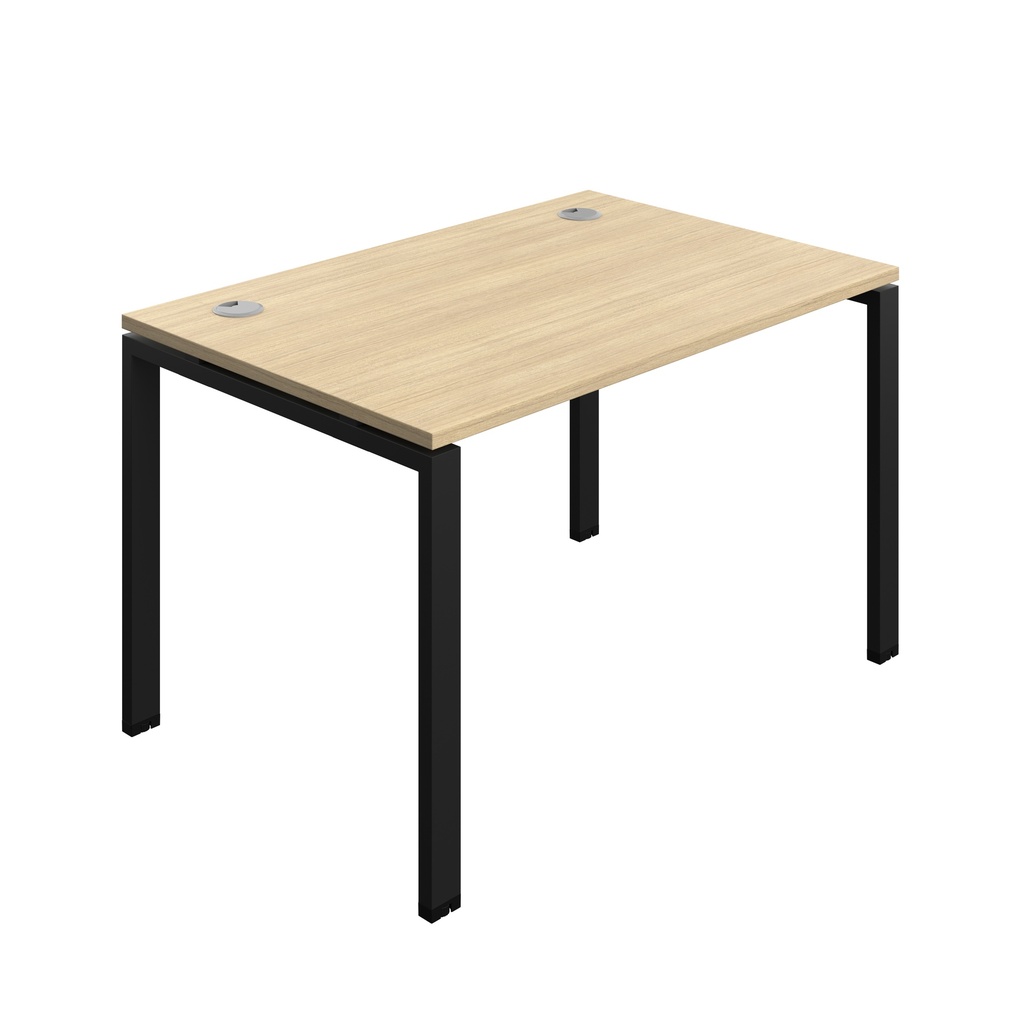 Synergy|1P Bench Desk|Cable Ports|Goal Post|1200X800|Nova Oak-Black