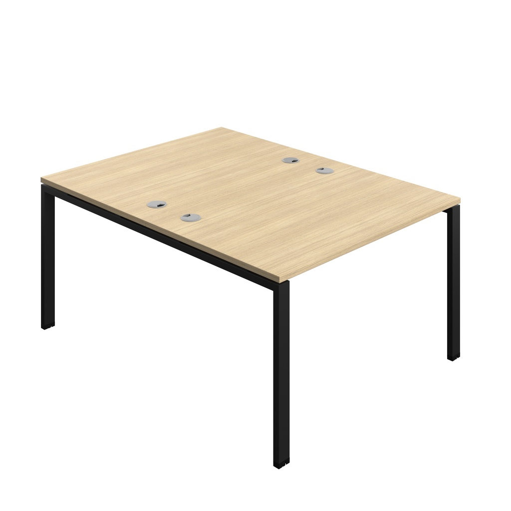 Synergy|2P Bench Desk|Cable Ports|Goal Post|1200X800|Nova Oak-Black