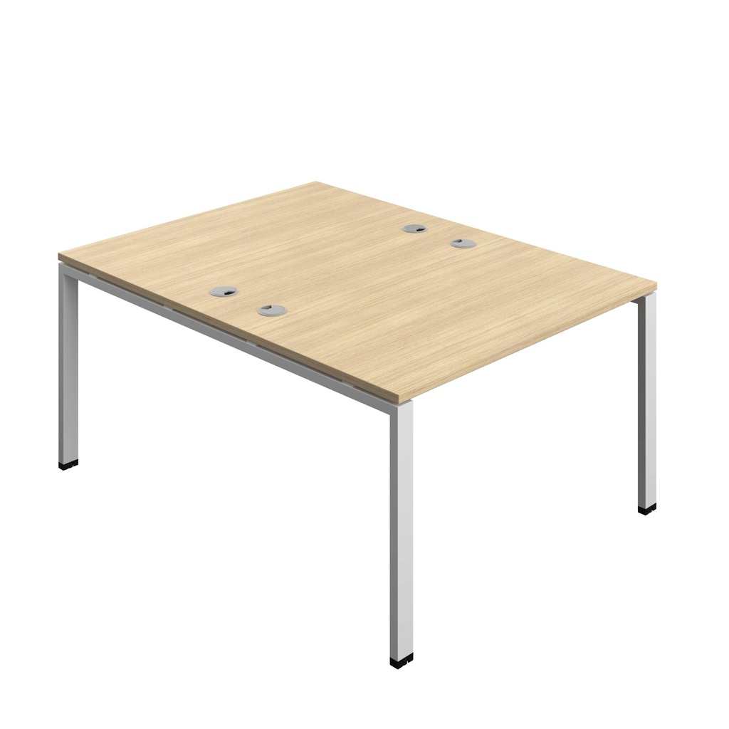 Synergy Bench With Cable Ports: 2 Person (Fsc) | Goal Post Leg | 1200 X 800 | Nova Oak/Silver