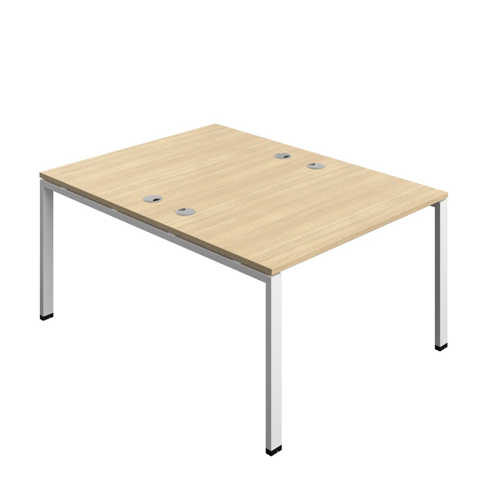 Synergy|2P Bench Desk|Cable Ports|Goal Post|1200X800|Nova Oak-White