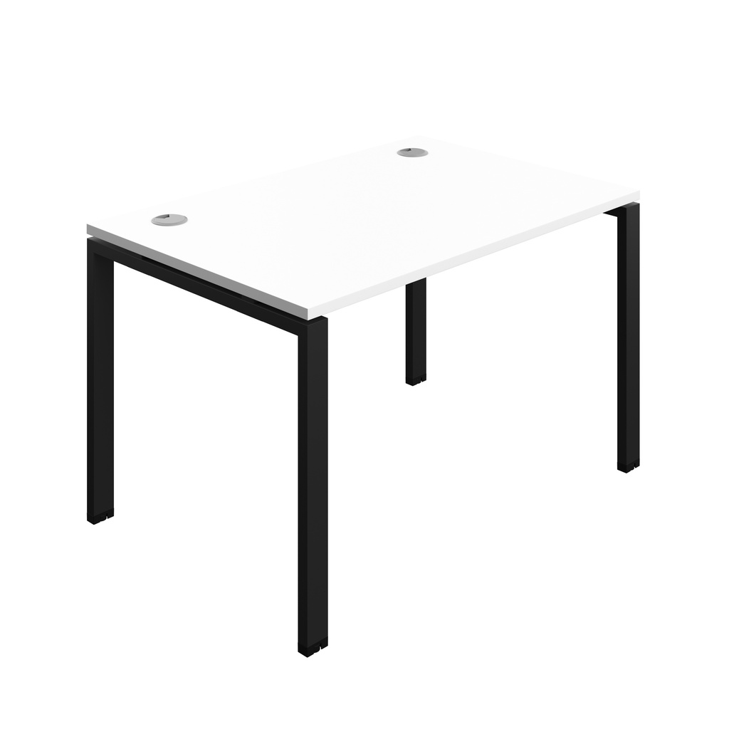 Synergy|1P Bench Desk|Cable Ports|Goal Post|1200X800|White-Black