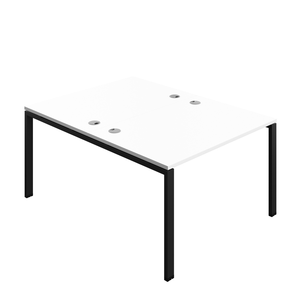 Synergy|2P Bench Desk|Cable Ports|Goal Post|1200X800|White-Black